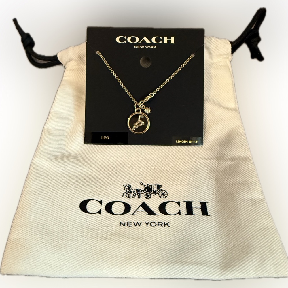 ♌️COACH♌️Leo Zodiac Gold Tone Necklace with Dust Bag/NWT - Picture 3 of 8